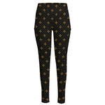 Black And Gold Orthodox Pattern Print High-Waisted Pocket Leggings
