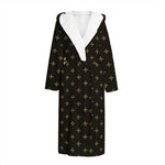 Black And Gold Orthodox Pattern Print Hooded Bathrobe