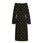 Black And Gold Orthodox Pattern Print Hooded Bathrobe