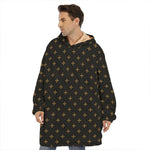 Black And Gold Orthodox Pattern Print Hoodie Blanket
