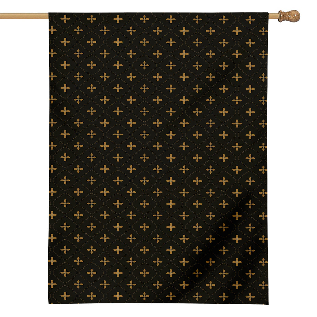 Black And Gold Orthodox Pattern Print House Flag