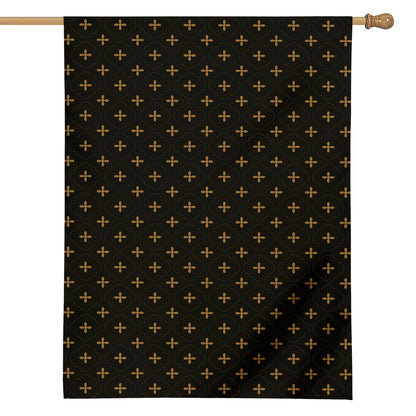 Black And Gold Orthodox Pattern Print House Flag