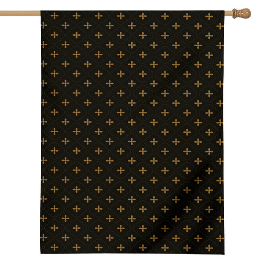 Black And Gold Orthodox Pattern Print House Flag