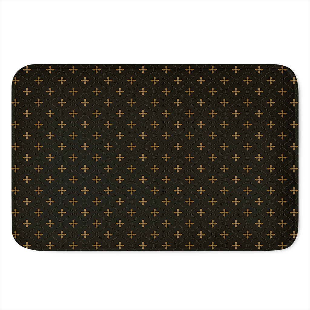 Black And Gold Orthodox Pattern Print Indoor Door Mat