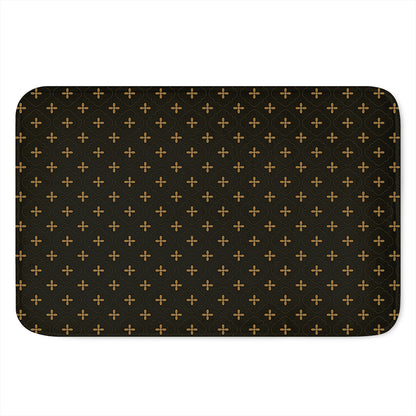 Black And Gold Orthodox Pattern Print Indoor Door Mat