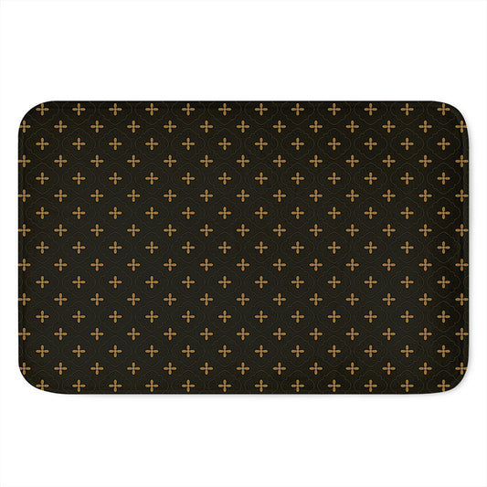 Black And Gold Orthodox Pattern Print Indoor Door Mat