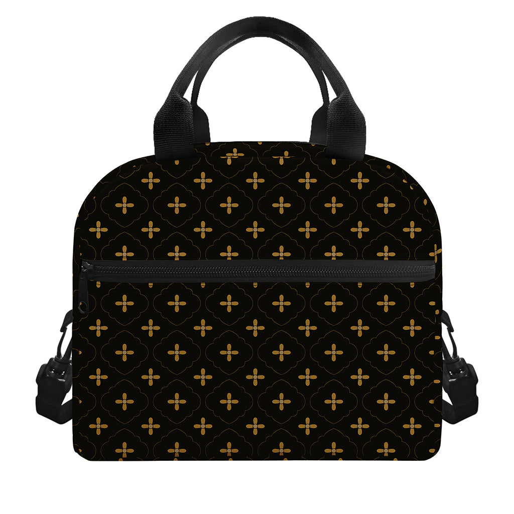 Black And Gold Orthodox Pattern Print Insulated Lunch Bag
