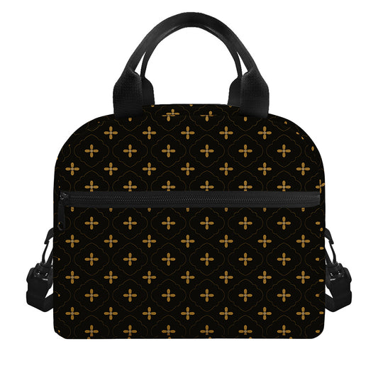 Black And Gold Orthodox Pattern Print Insulated Lunch Bag