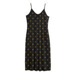 Black And Gold Orthodox Pattern Print Jersey Midi Cami Dress