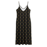 Black And Gold Orthodox Pattern Print Jersey Midi Cami Dress