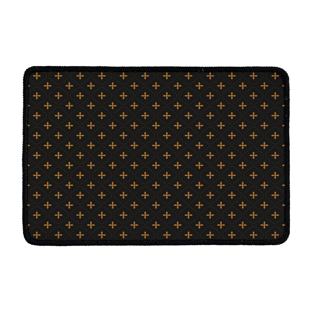 Black And Gold Orthodox Pattern Print Kitchen Mat