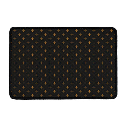Black And Gold Orthodox Pattern Print Kitchen Mat