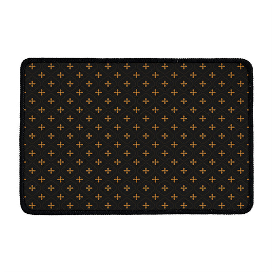 Black And Gold Orthodox Pattern Print Kitchen Mat