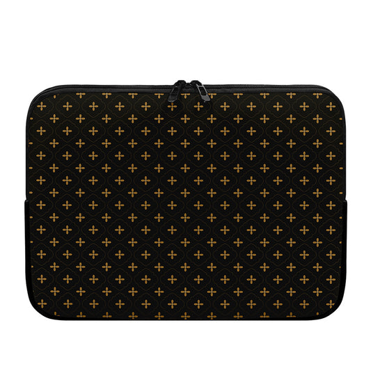 Black And Gold Orthodox Pattern Print Laptop Sleeve