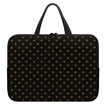 Black And Gold Orthodox Pattern Print Laptop Sleeve With Handle