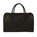 Black And Gold Orthodox Pattern Print Leather Duffel Bag