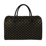 Black And Gold Orthodox Pattern Print Leather Duffle Bag