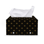 Black And Gold Orthodox Pattern Print Leather Tissue Box Cover