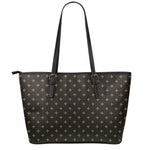 Black And Gold Orthodox Pattern Print Leather Tote Bag