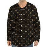 Black And Gold Orthodox Pattern Print Long Sleeve Baseball Jersey