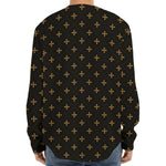 Black And Gold Orthodox Pattern Print Long Sleeve Baseball Jersey