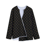 Black And Gold Orthodox Pattern Print Long Sleeve Short Coat