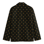Black And Gold Orthodox Pattern Print Men's Blazer