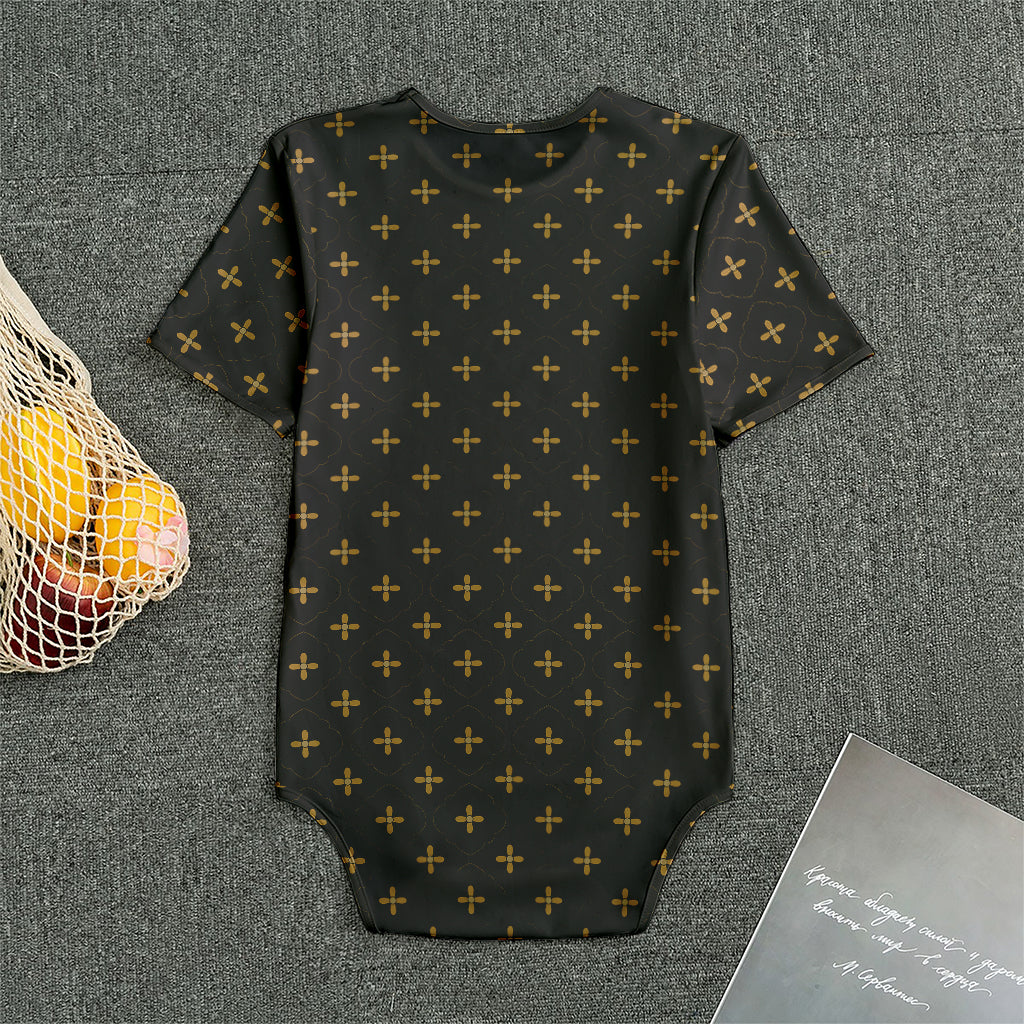 Black And Gold Orthodox Pattern Print Men's Bodysuit