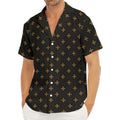 Black And Gold Orthodox Pattern Print Men's Deep V-Neck Shirt