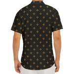 Black And Gold Orthodox Pattern Print Men's Deep V-Neck Shirt