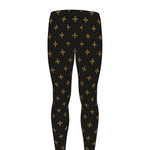 Black And Gold Orthodox Pattern Print Men's leggings