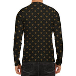 Black And Gold Orthodox Pattern Print Men's Long Sleeve Rash Guard
