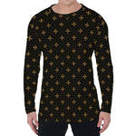 Black And Gold Orthodox Pattern Print Men's Long Sleeve T-Shirt