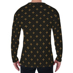 Black And Gold Orthodox Pattern Print Men's Long Sleeve T-Shirt