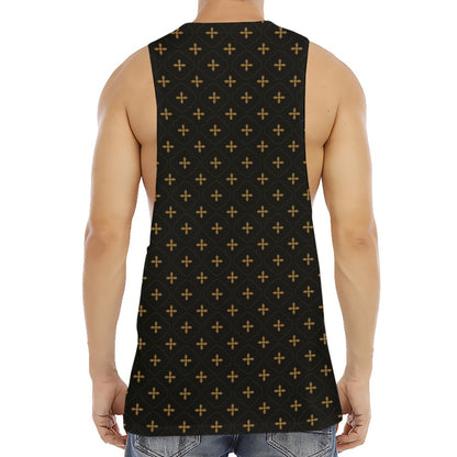 Black And Gold Orthodox Pattern Print Men's Muscle Tank Top