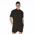 Black And Gold Orthodox Pattern Print Men's Romper