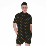 Black And Gold Orthodox Pattern Print Men's Rompers