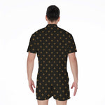 Black And Gold Orthodox Pattern Print Men's Rompers