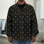 Black And Gold Orthodox Pattern Print Men's Shirt Jacket
