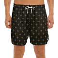 Black And Gold Orthodox Pattern Print Men's Split Running Shorts