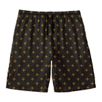 Black And Gold Orthodox Pattern Print Men's Swim Trunks