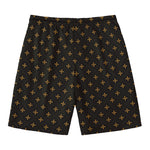 Black And Gold Orthodox Pattern Print Men's Swim Trunks