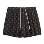 Black And Gold Orthodox Pattern Print Mesh Shorts