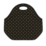 Black And Gold Orthodox Pattern Print Neoprene Lunch Bag