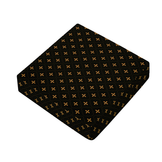 Black And Gold Orthodox Pattern Print Outdoor Seat Cushion Cover