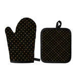 Black And Gold Orthodox Pattern Print Oven Mitt And Pot Holder Set