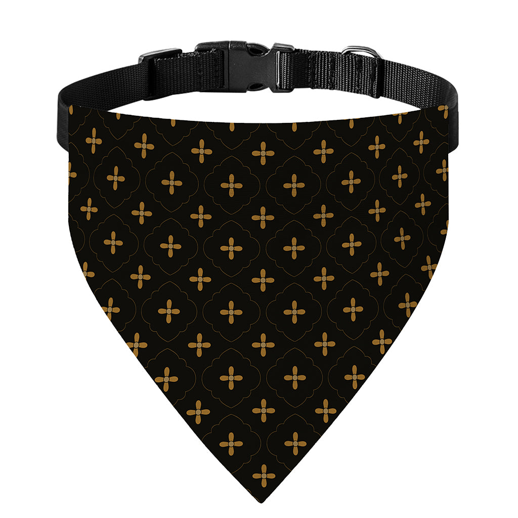 Black And Gold Orthodox Pattern Print Over The Collar Dog Bandana