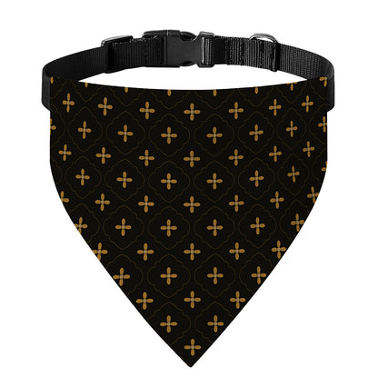 Black And Gold Orthodox Pattern Print Over The Collar Dog Bandana