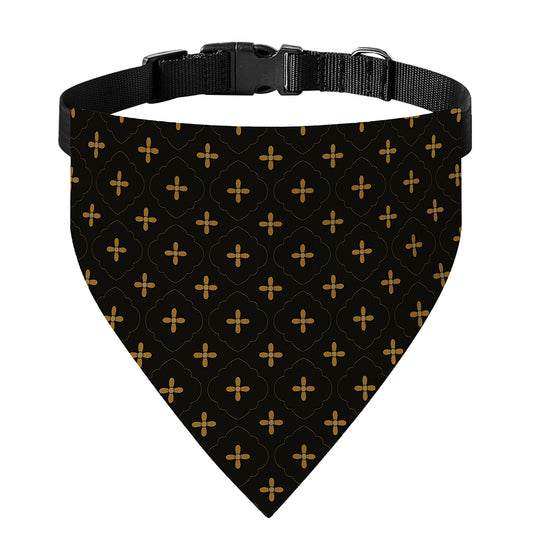 Black And Gold Orthodox Pattern Print Over The Collar Dog Bandana