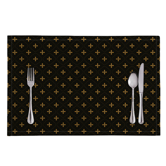 Black And Gold Orthodox Pattern Print Placemat